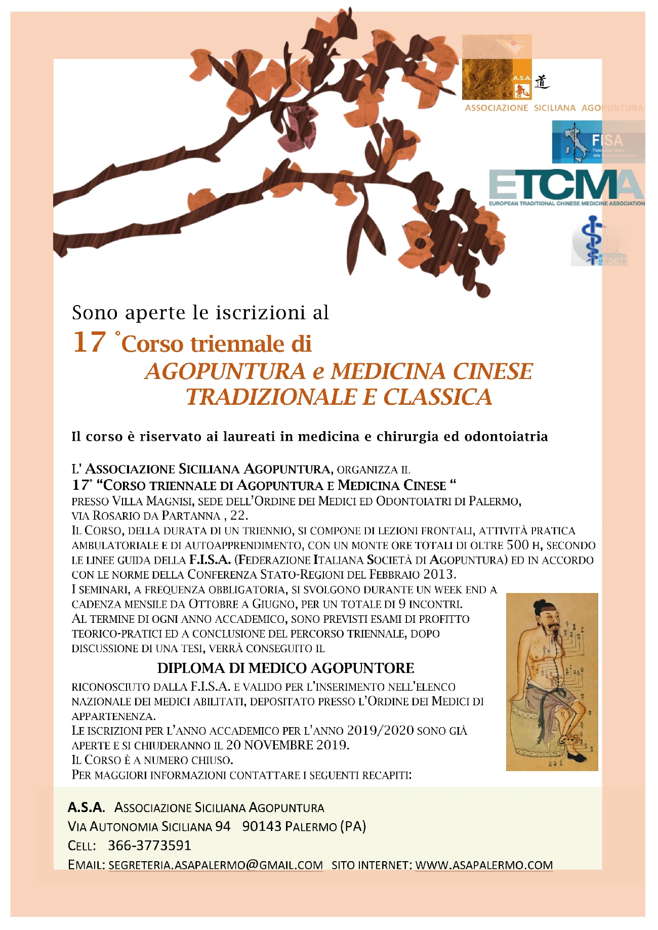 17 °Corso triennale di AGOPUNTURA e MEDICINA CINESE TRADIZIONALE E CLASSICA 
