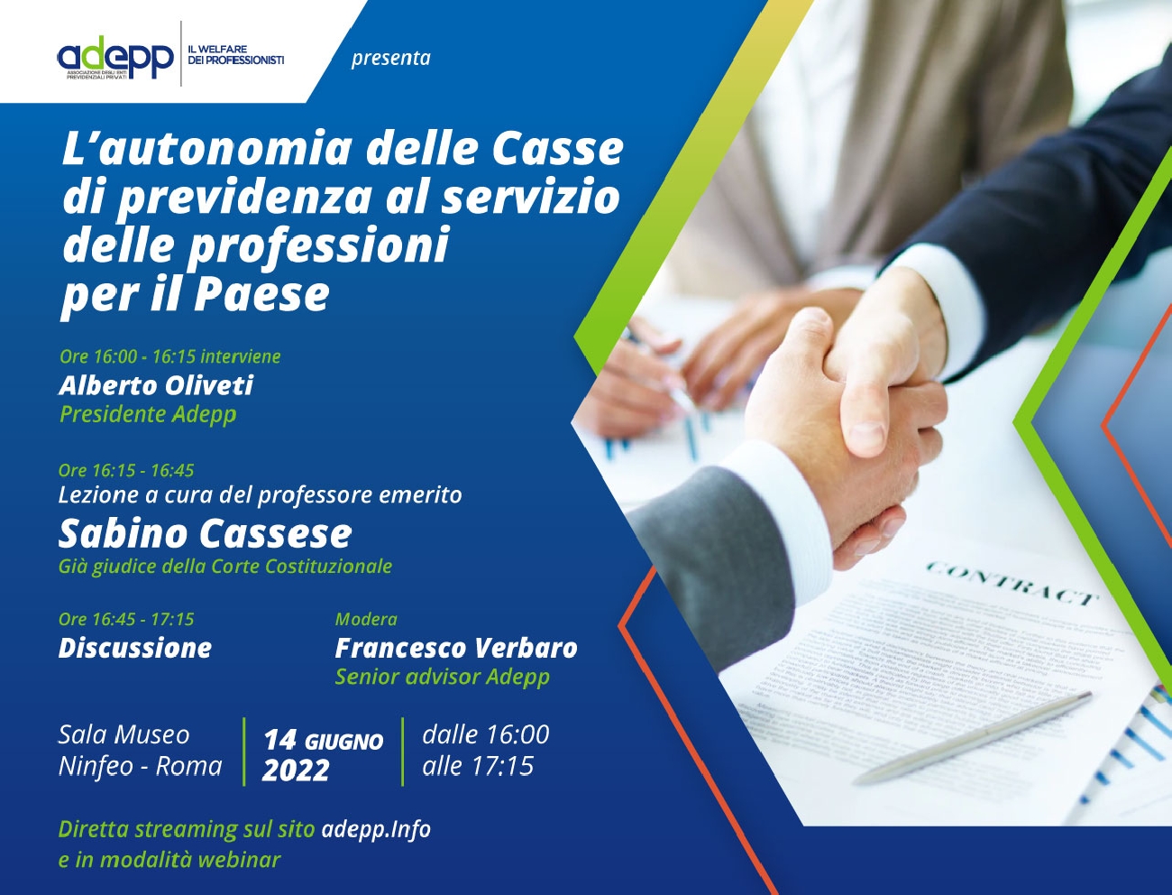 Autonomia Enpam, 14 giugno diretta con Cassese