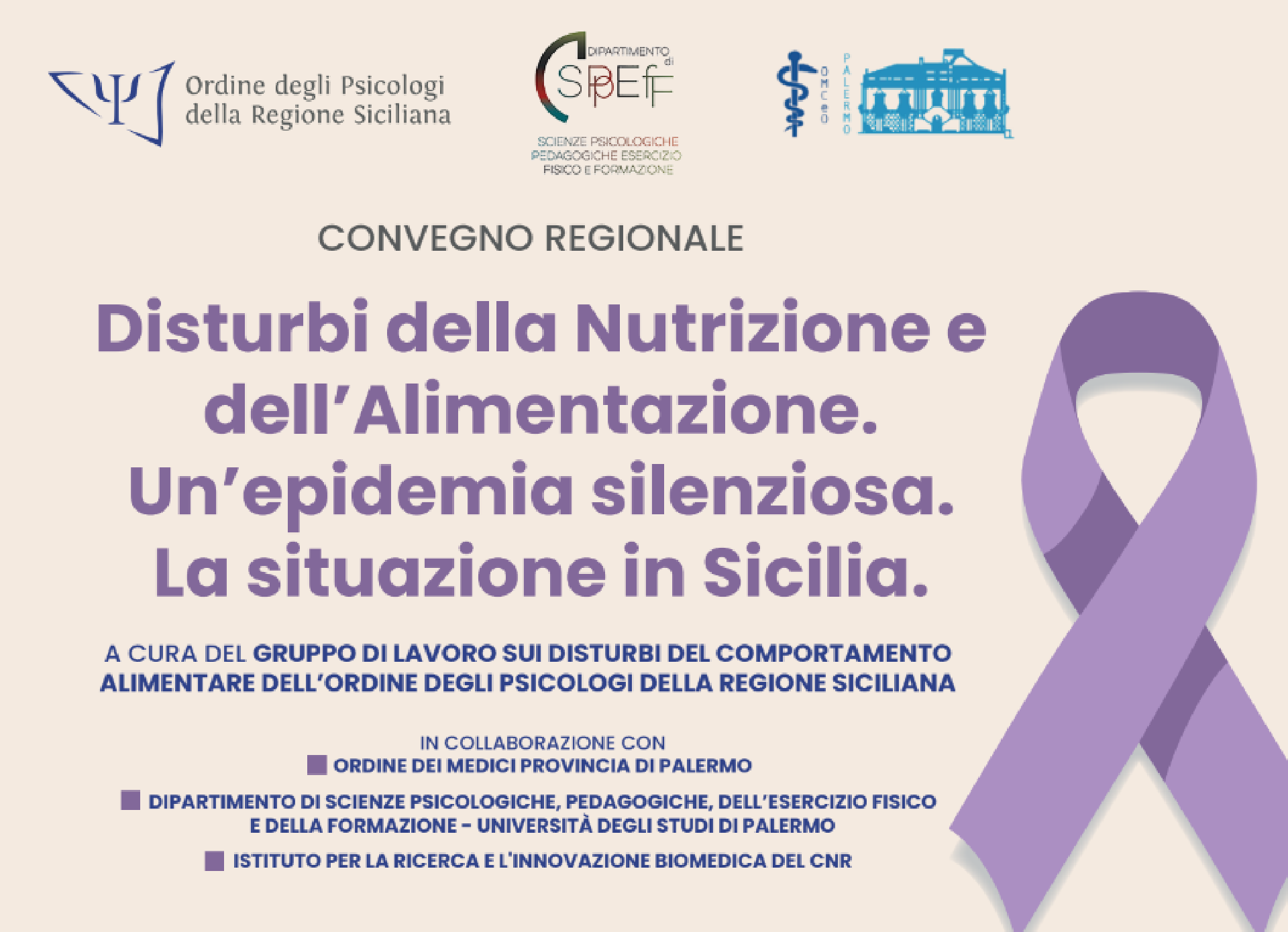 CONVEGNO REGIONALE: Disturbi della Nutrizione e dell’Alimentazione. Un’epidemia silenziosa. La situazione in Sicilia. 