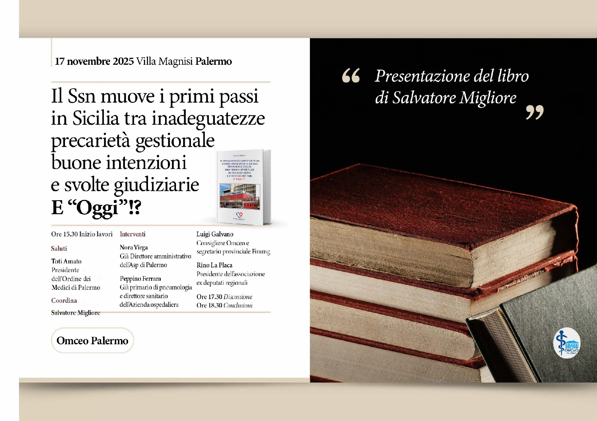 Presentazione del volume di Salvatore Migliore: il SSN in Sicilia, tra passato e presente