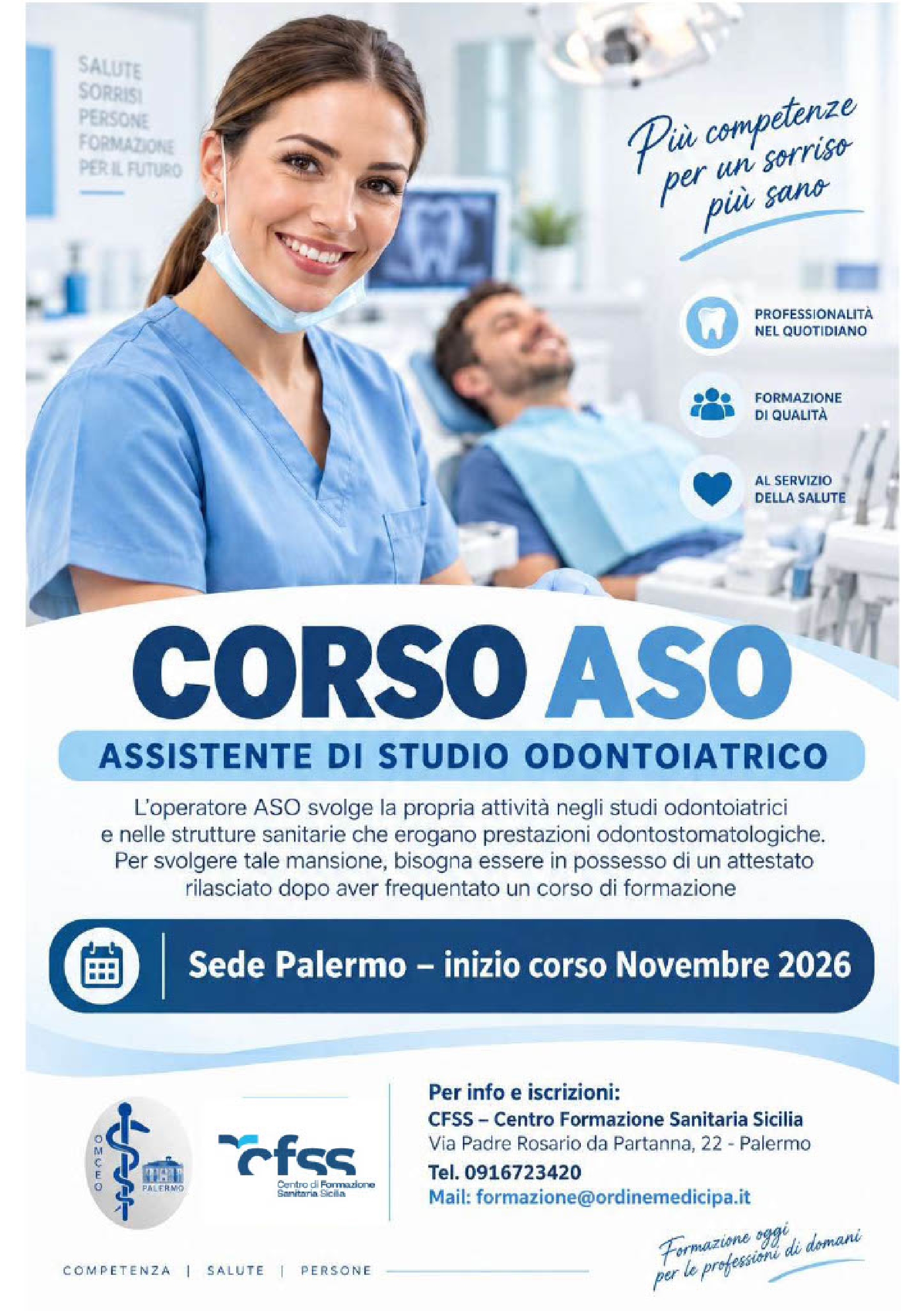 Corso ASO - Assistente di Studio Odontoiatrico: nuova edizione da novembre 2026