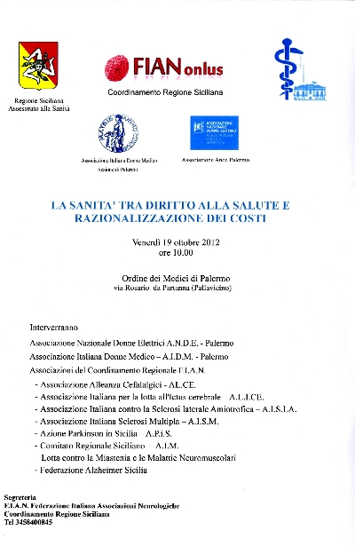 LA SANITA' TRA DIRITTO ALLA SALUTE E
RAZIONALIZZAZIONE DEI COSTI


